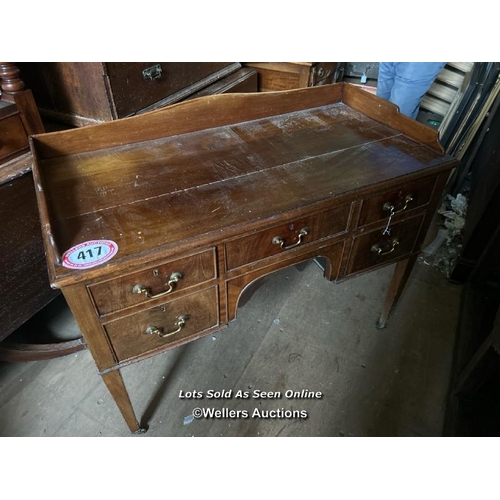 417 - Edwardian dressing table with central drawer flanked by two additional drawers either side, 88cm (h)... 