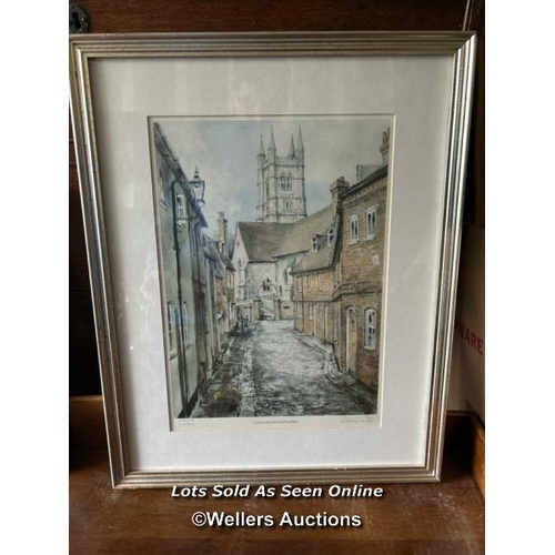 421 - Charles Bone b.1926, a framed and glazed print of Lower Church Lane Farnham, limited edition (499/85... 