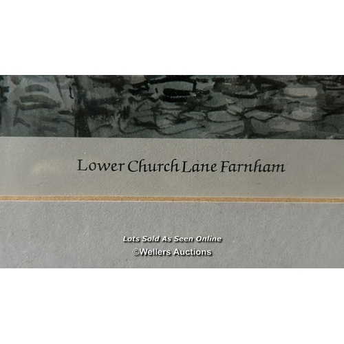 421 - Charles Bone b.1926, a framed and glazed print of Lower Church Lane Farnham, limited edition (499/85... 