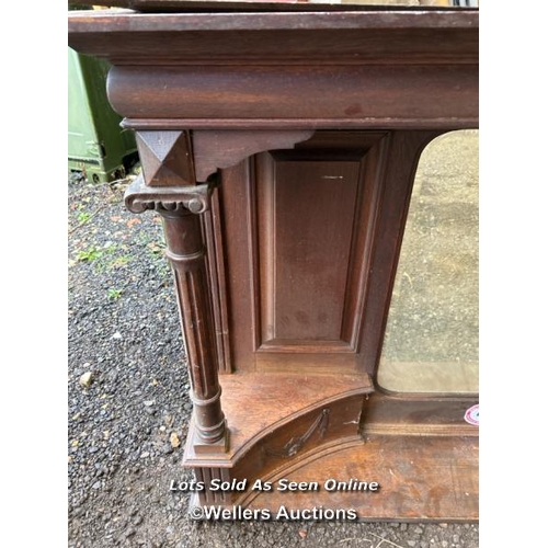 433 - A Victorian mahogany over mantle, 96cm (h) x 187cm (w) x 32cm (d) / Please bring equipment and labou... 