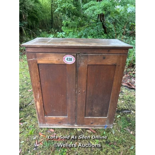 438 - A Victorian stained pine cupboard, 99cm (h) x 93.5cm (w) x 45cm (d) / Please bring equipment and lab... 