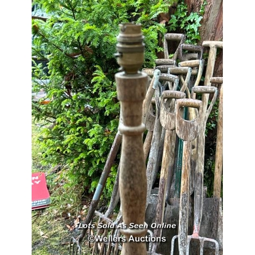 443 - Oak electric lamp stand, 71cm (h) / Please bring equipment and labour to assist with removal of all ... 