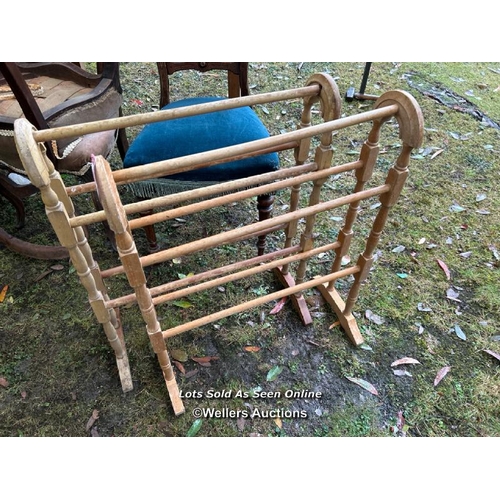 446 - A pair of beech towel rails, both 78cm (h) x 63cm (w) x 14cm (d) / Please bring equipment and labour... 