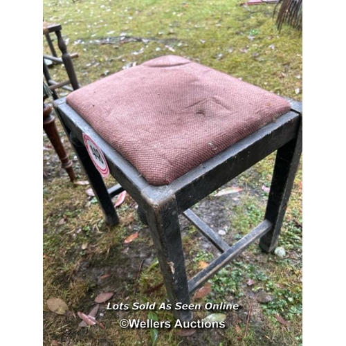 448 - A Victorian stool on ebonised frame, 44cm (h) x 40cm (w) x 30cm (d) / Please bring equipment and lab... 