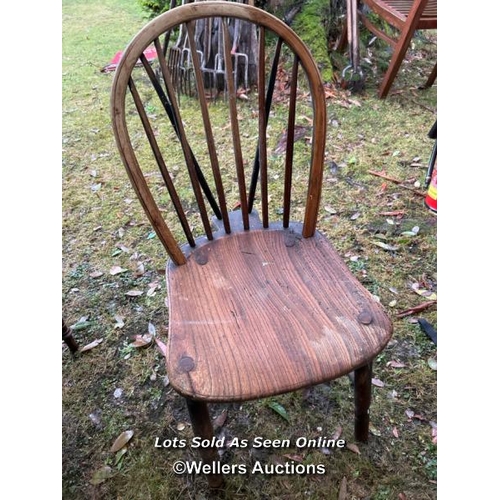 450 - A Victorian elm and yew wood stickback farmhouse chair, 89cm (h) x 39cm (w) x 44cm (d) / Please brin... 