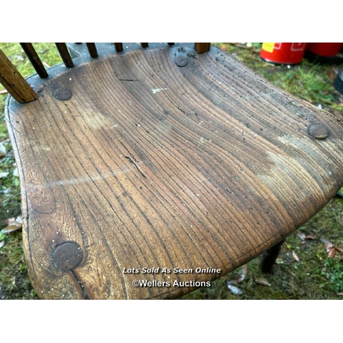 450 - A Victorian elm and yew wood stickback farmhouse chair, 89cm (h) x 39cm (w) x 44cm (d) / Please brin... 