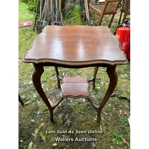 453 - A late Victorian two tier occasional table, 70cm (h) x 56cm sq. / Please bring equipment and labour ... 