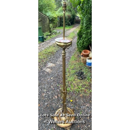 491 - A heavy brass neo-classical standing lamp, 157cm (h) / Please bring equipment and labour to assist w... 