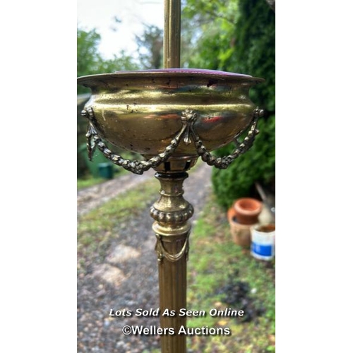 491 - A heavy brass neo-classical standing lamp, 157cm (h) / Please bring equipment and labour to assist w... 