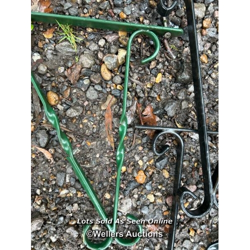 499 - Three metal hanging basket brackets / Please bring equipment and labour to assist with removal of al... 