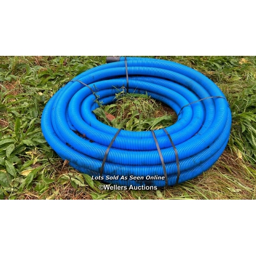 513 - 50m of Hegler blue water pipe ducting, 6.5cm di / Please bring equipment and labour to assist with r... 