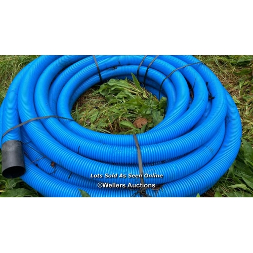 513 - 50m of Hegler blue water pipe ducting, 6.5cm di / Please bring equipment and labour to assist with r... 