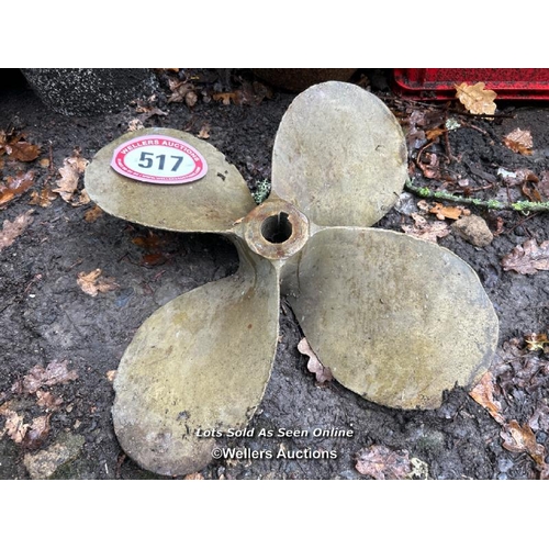 517 - A bronze boat propeller, 48cm (dia) / Please bring equipment and labour to assist with removal of al... 