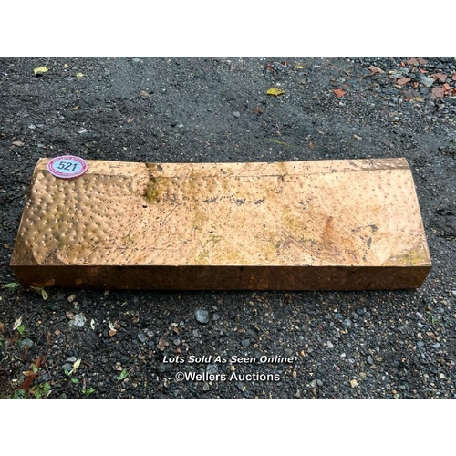 521 - A hammered copper hood, 20cm (h) x 100cm (w) x 31cm (d) / Please bring equipment and labour to assis... 