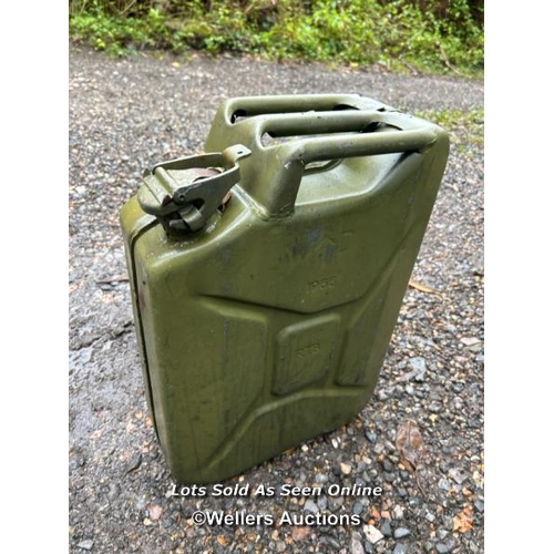 523 - A single military green jerry can / Please bring equipment and labour to assist with removal of all ... 