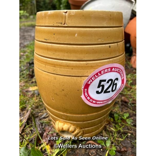 526 - A glazed cider barrel, 29cm (h) / Please bring equipment and labour to assist with removal of all lo... 