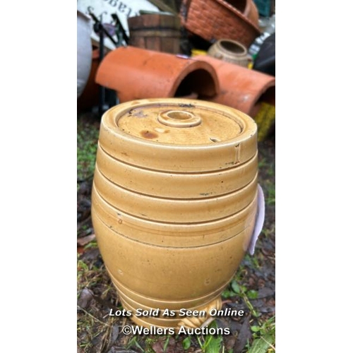 526 - A glazed cider barrel, 29cm (h) / Please bring equipment and labour to assist with removal of all lo... 