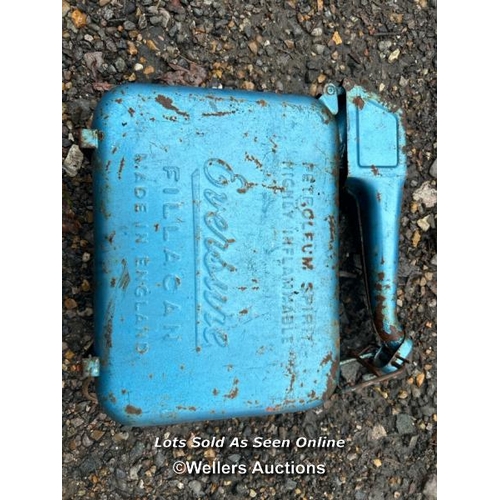 528 - Vintage Eversure blue painted jerry can / Please bring equipment and labour to assist with removal o... 