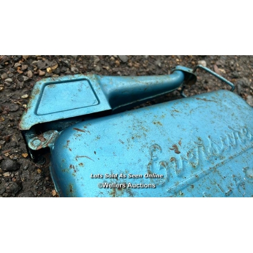 529 - Vintage Eversure blue painted jerry can / Please bring equipment and labour to assist with removal o... 