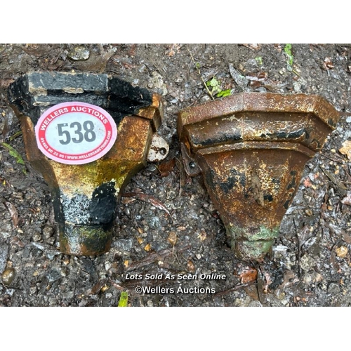 538 - Two cast iron drain hoppers / Please bring equipment and labour to assist with removal of all lots. ... 