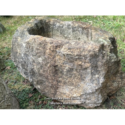 54 - Yorkstone trough, 29cm (h) x 50cm(l) x 30cm (d) / Please bring equipment and labour to assist with r... 