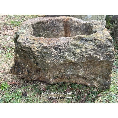 54 - Yorkstone trough, 29cm (h) x 50cm(l) x 30cm (d) / Please bring equipment and labour to assist with r... 