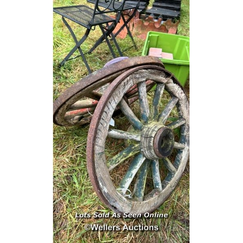 545 - A pair of cart wheels, 65cm (dia) / Please bring equipment and labour to assist with removal of all ... 