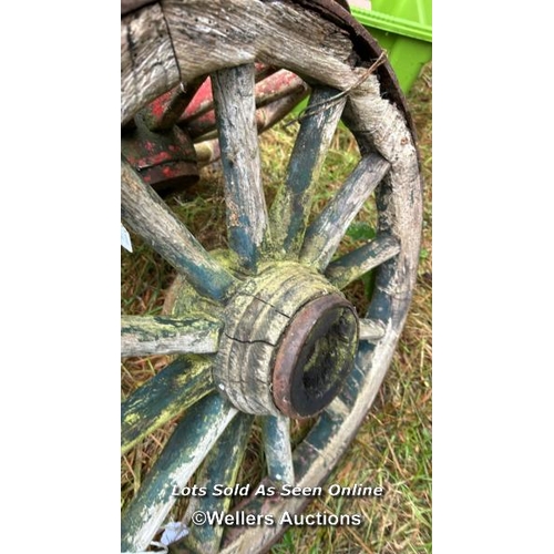 545 - A pair of cart wheels, 65cm (dia) / Please bring equipment and labour to assist with removal of all ... 