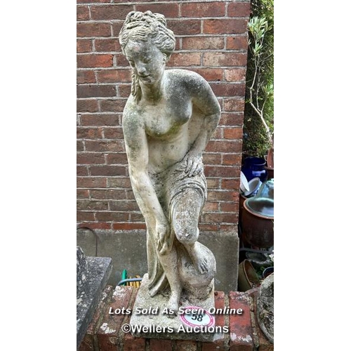 58 - Garden statue of a lady, 92cm (h) / Please bring equipment and labour to assist with removal of all ... 