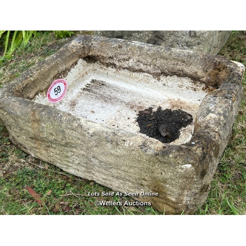 59 - Alpine trough, concrete coated butler sink, 25cm (h) x 64cm (w) x 48 (d) / Please bring equipment an... 