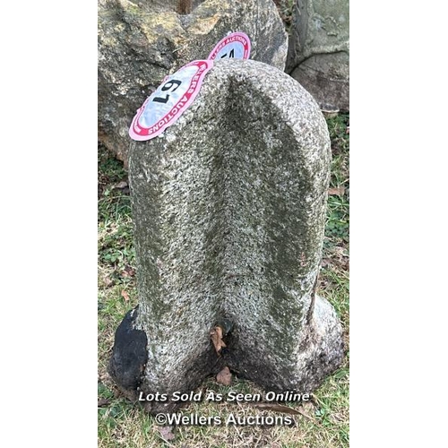 61 - Granite jostle stone, 43cm (h) / Please bring equipment and labour to assist with removal of all lot... 