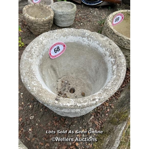 68 - Large white painted reconstituted stone planter, 36cm (h) x 41cm (dia) / Please bring equipment and ... 