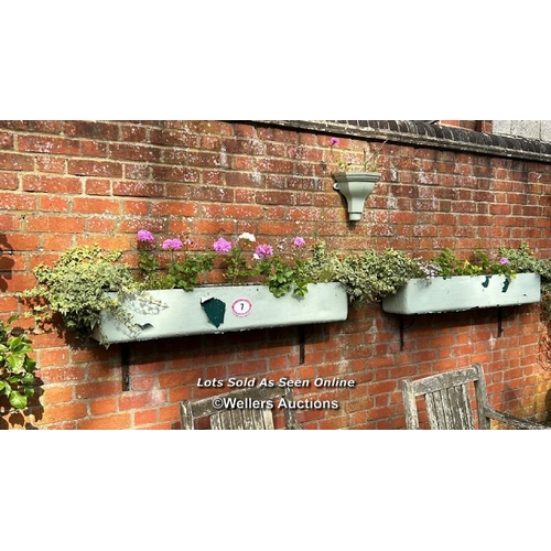 7 - Two concrete window box planters, 20cm (h) x 120cm (w) / Please bring equipment and labour to assist... 