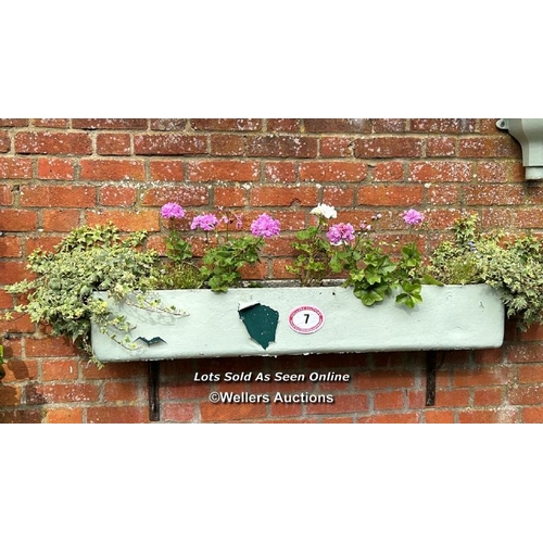 7 - Two concrete window box planters, 20cm (h) x 120cm (w) / Please bring equipment and labour to assist... 