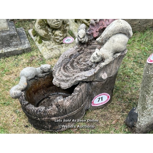 71 - The squirrel water feature, 48cm (h) x 37cm (w) x 55cm (d) / Please bring equipment and labour to as... 