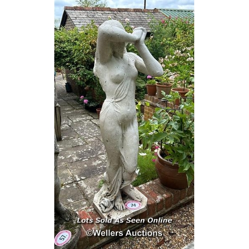 74 - White painted statue of a lady, 118cm (h) / Please bring equipment and labour to assist with removal... 