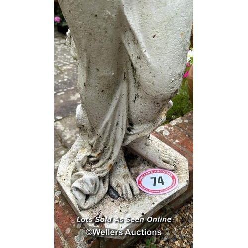 74 - White painted statue of a lady, 118cm (h) / Please bring equipment and labour to assist with removal... 