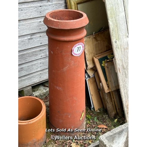 77 - Terracotta chimney pot, 90cm (h) / Please bring equipment and labour to assist with removal of all l... 