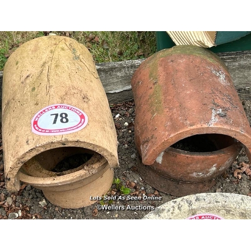 78 - Two chimney tops, largest 30cm (h) / Please bring equipment and labour to assist with removal of all... 