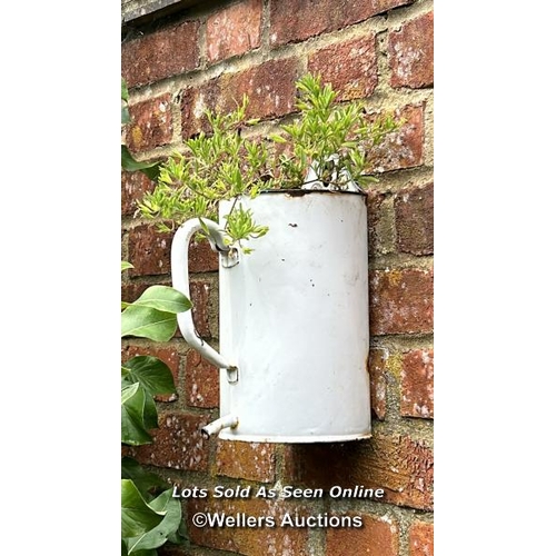 8 - Two enamel wall planters, 29cm (h) x 15cm (w) / Please bring equipment and labour to assist with rem... 