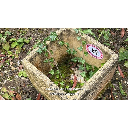 80 - Cotsworld style square planter, 28cm (h) x 32cm sqaure / Please bring equipment and labour to assist... 