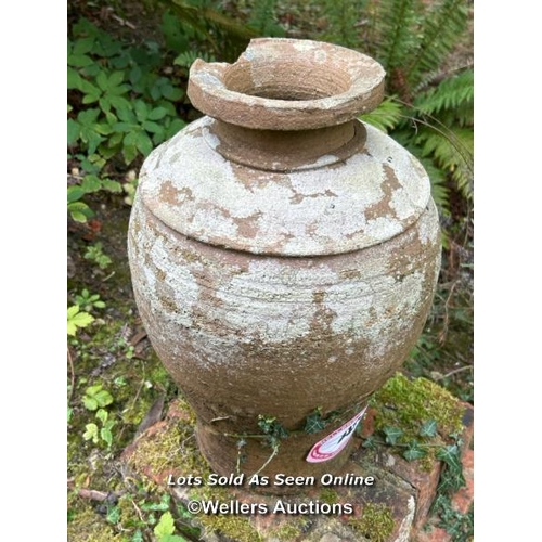 82 - Terracotta greecian urn, 43cm (h) / Please bring equipment and labour to assist with removal of all ... 