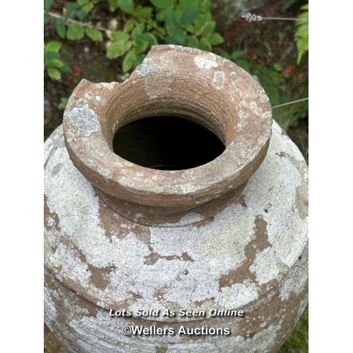 82 - Terracotta greecian urn, 43cm (h) / Please bring equipment and labour to assist with removal of all ... 