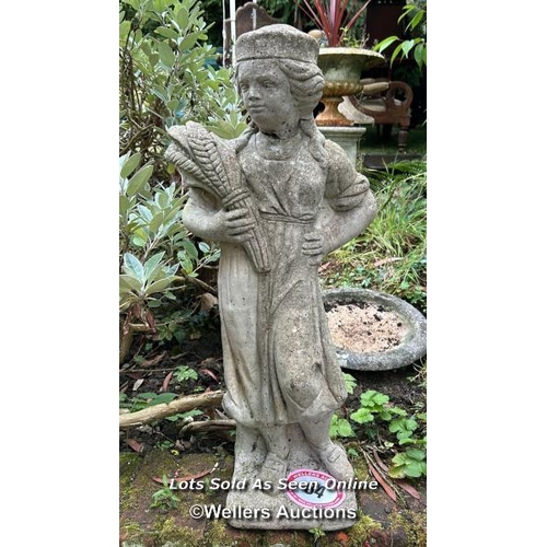 84 - Reconstituted stone statue, 80cm (h), repair to the neck / Please bring equipment and labour to assi... 