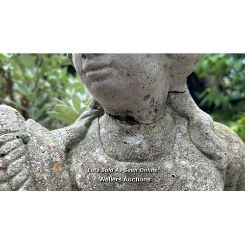 84 - Reconstituted stone statue, 80cm (h), repair to the neck / Please bring equipment and labour to assi... 