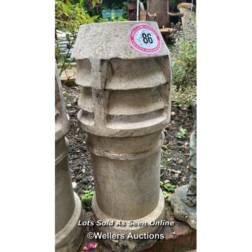 86 - Vented chimney pot, 84cm (h) / Please bring equipment and labour to assist with removal of all lots.... 