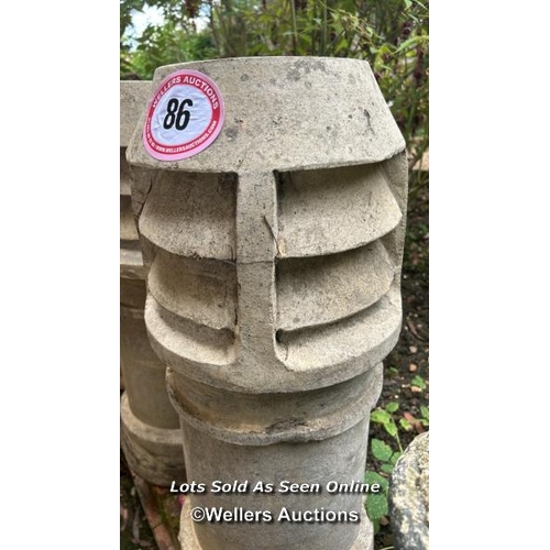 86 - Vented chimney pot, 84cm (h) / Please bring equipment and labour to assist with removal of all lots.... 