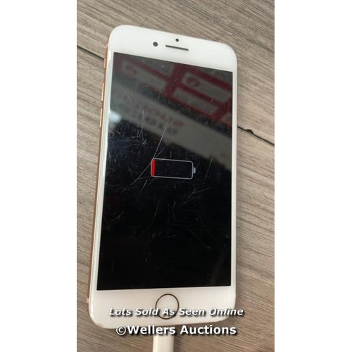 9081 - APPLE IPHONE 8 / A1905 / 64GB / I-CLOUD LOCKED / SERIAL NO. FFMVMAJDJC69 / SEE IMAGES