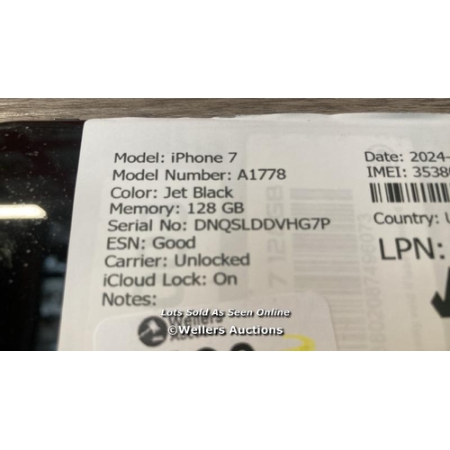 9190 - APPLE IPHONE 7 / A1778 / 128GB / I-CLOUD LOCKED / SERIAL NO. DNQSLDDVHG7P / SEE IMAGES