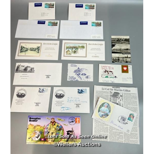 19 - Twelve mixed commemorative first day covers and postcards of Colditz Oflag IVc, some celebrating the... 